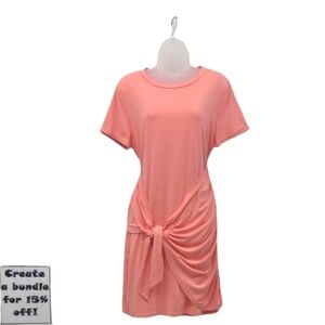 Fashion Wrap Ruched Tie Waist Bodycon Mini Dress Stretchy Above Knee T Shirt Y2K